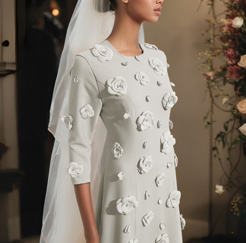 Arden Modest Gown with Flowers