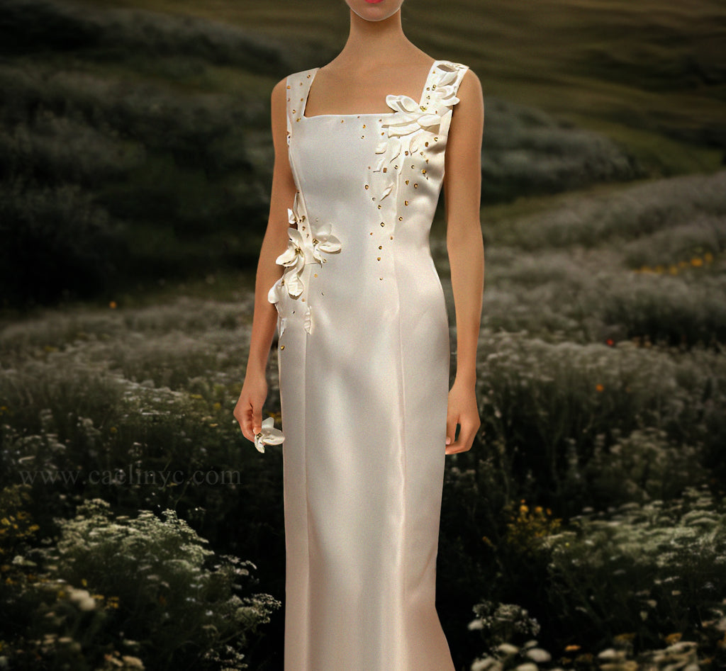 Elka Square Neckline Sheath Bridal Dress