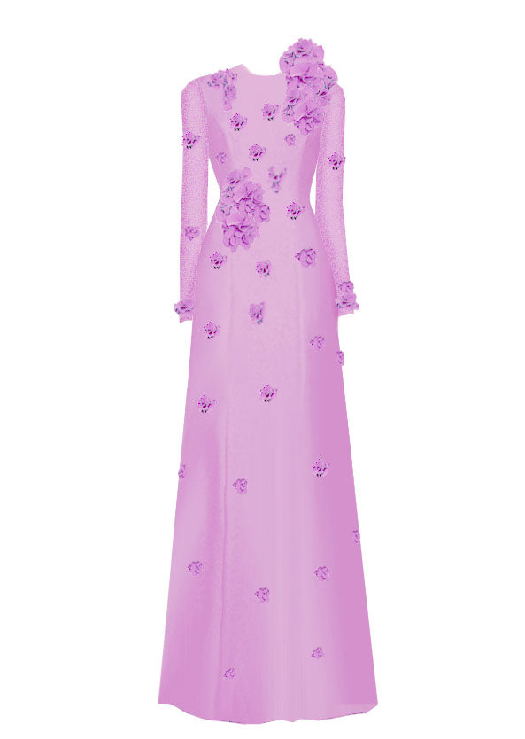 Ipolina Trendy Modest Gown With Petals