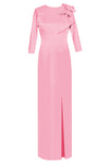 pink silk gown with sleeves