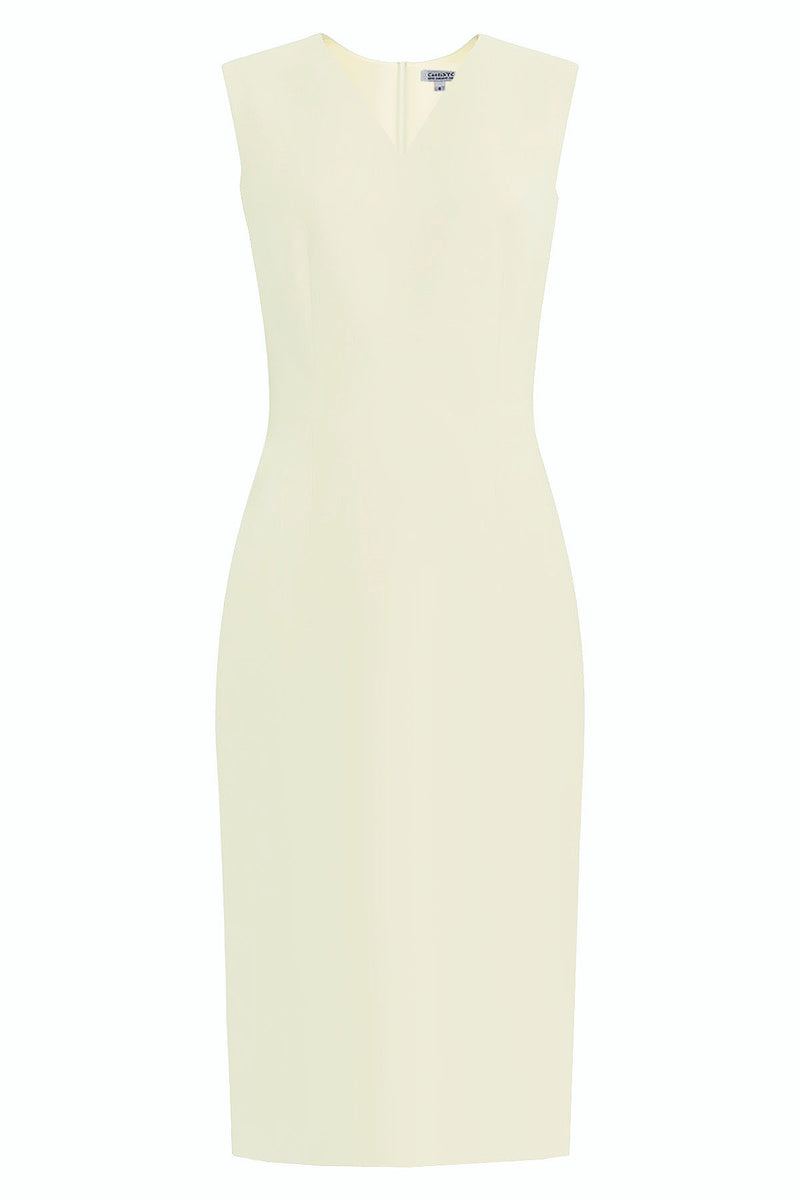 Kateri V-Neckline White Sheath Dress – CaeliNYC