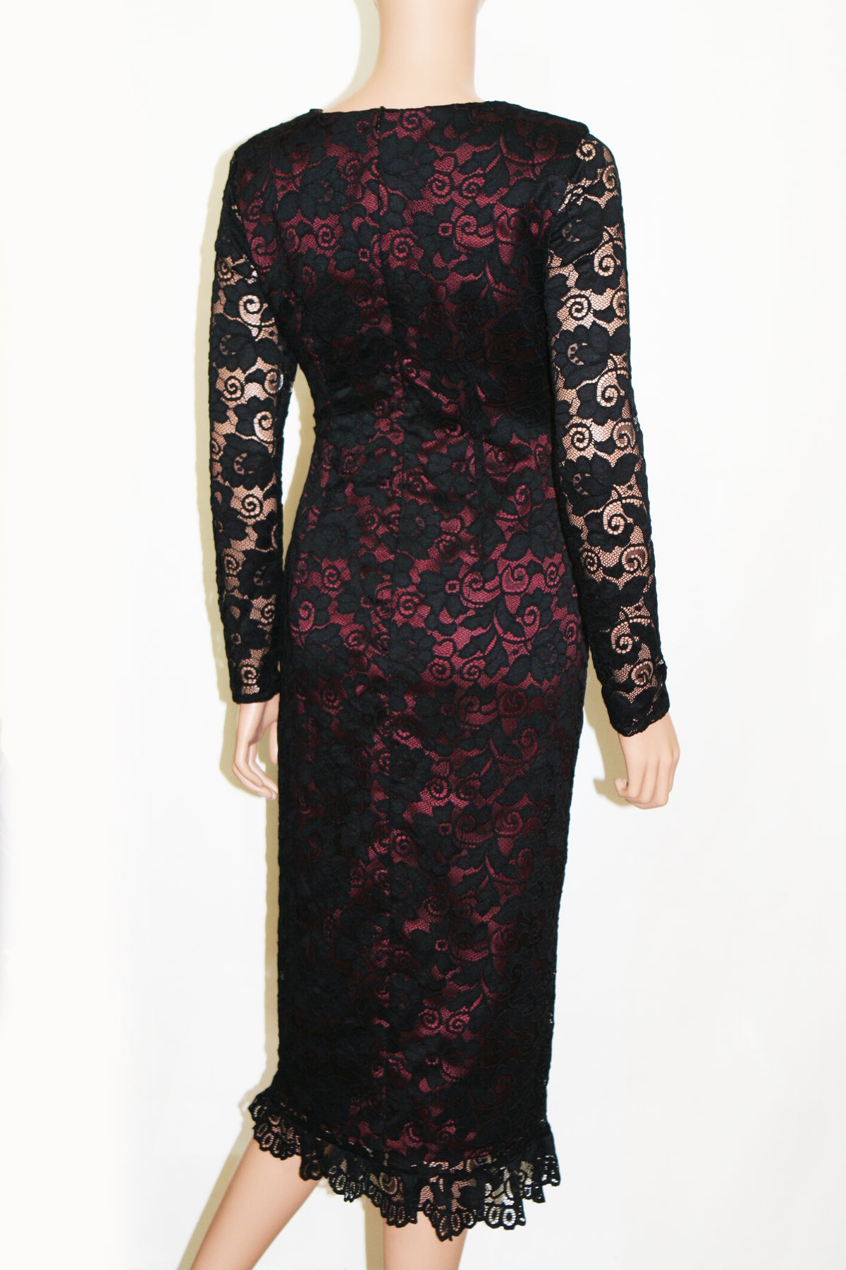 Rosewood Lace dress with Long Sleeves – Caeli Couture